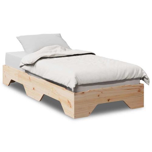 Cadre de lit sans matelas empilable 75x190 cm bois massif - Photo n°2; ?>