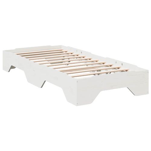 Cadre de lit sans matelas empilable blanc 80x200 cm bois massif - Photo n°2; ?>