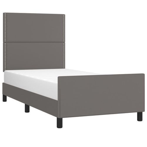 Cadre de lit sans matelas gris 90x190 cm similicuir - Photo n°3; ?>