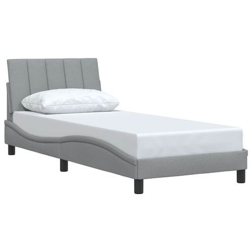 Cadre de lit sans matelas gris clair 80x200 cm tissu - Photo n°3; ?>