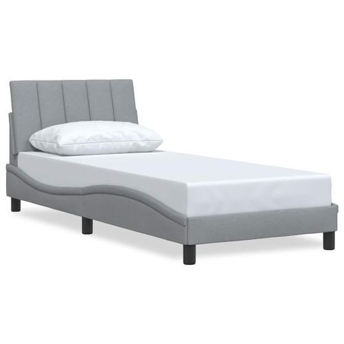 Cadre de lit sans matelas gris clair 90x190 cm tissu - Photo n°2; ?>