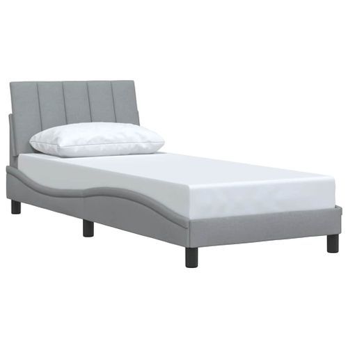 Cadre de lit sans matelas gris clair 90x190 cm tissu - Photo n°3; ?>