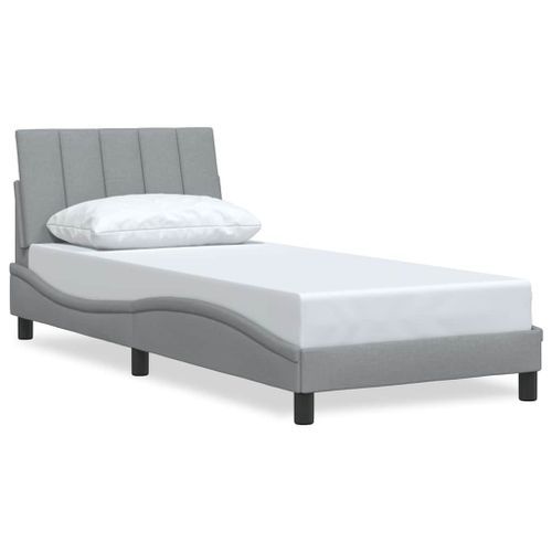 Cadre de lit sans matelas gris clair 90x200 cm tissu - Photo n°2; ?>