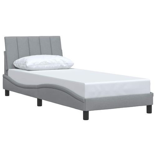 Cadre de lit sans matelas gris clair 90x200 cm tissu - Photo n°3; ?>