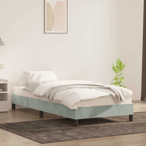 Cadre de lit sans matelas gris clair 90x210 cm velours - Photo n°3; ?>