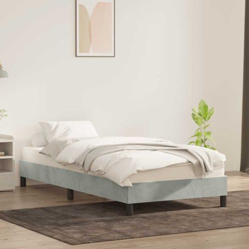 Cadre de lit sans matelas gris clair 90x220 cm velours - Photo n°3; ?>