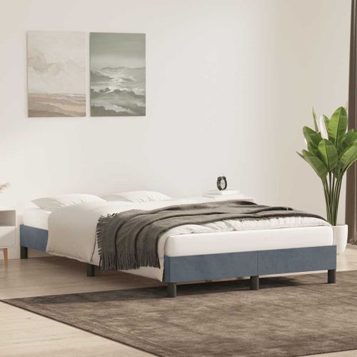 Cadre de lit sans matelas gris foncé 120x210 cm velours - Photo n°3; ?>