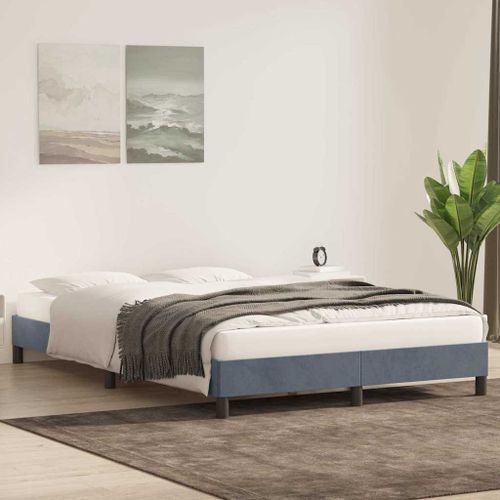 Cadre de lit sans matelas gris foncé 140x220 cm velours - Photo n°3; ?>