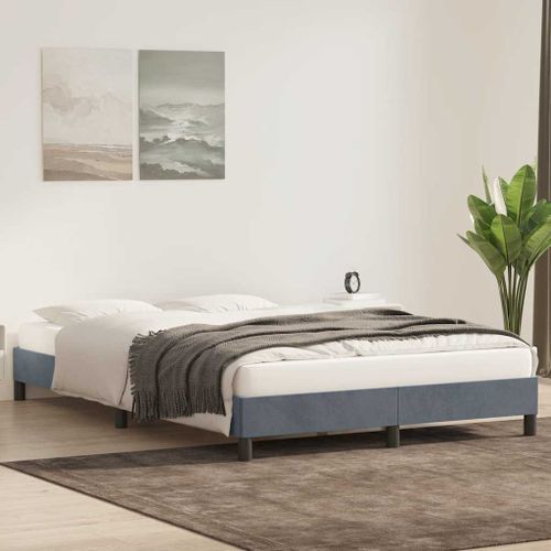 Cadre de lit sans matelas gris foncé 160x220 cm velours - Photo n°3; ?>