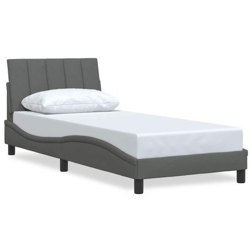 Cadre de lit sans matelas gris foncé 90x190 cm tissu - Photo n°2; ?>