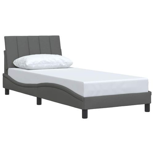 Cadre de lit sans matelas gris foncé 90x190 cm tissu - Photo n°3; ?>