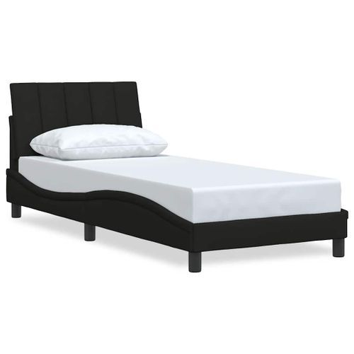 Cadre de lit sans matelas noir 80x200 cm tissu - Photo n°2; ?>