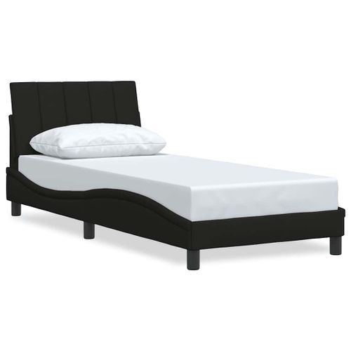 Cadre de lit sans matelas noir 90x190 cm tissu - Photo n°2; ?>