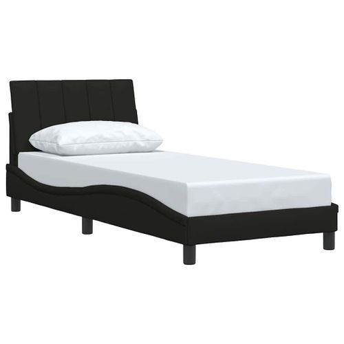 Cadre de lit sans matelas noir 90x190 cm tissu - Photo n°3; ?>