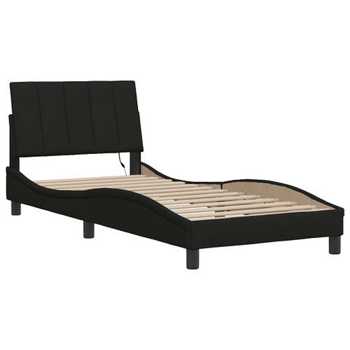 Cadre de lit sans matelas noir 90x190 cm tissu - Photo n°3; ?>