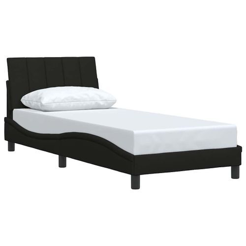 Cadre de lit sans matelas noir 90x200 cm tissu - Photo n°3; ?>