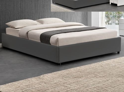 Cadre de lit simili gris avec rangement Studi 140 - Photo n°3; ?>