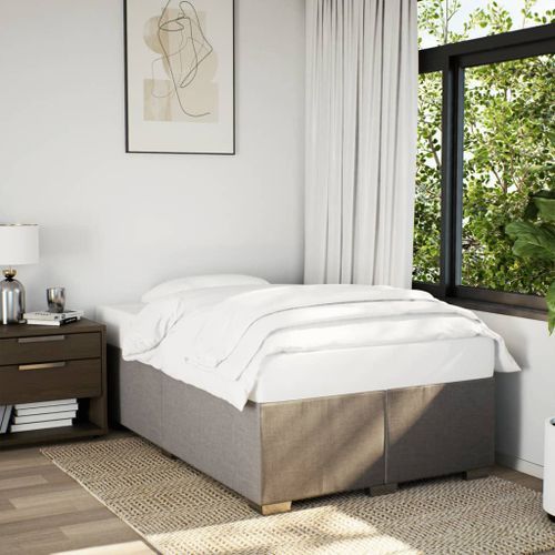 Cadre de lit taupe 120x190 cm tissu - Photo n°3; ?>