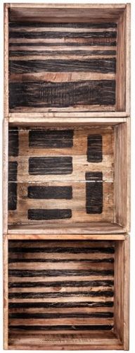 Caisse de rangement bois massif clair et noir Carmen - Lot de 3 - Photo n°2; ?>