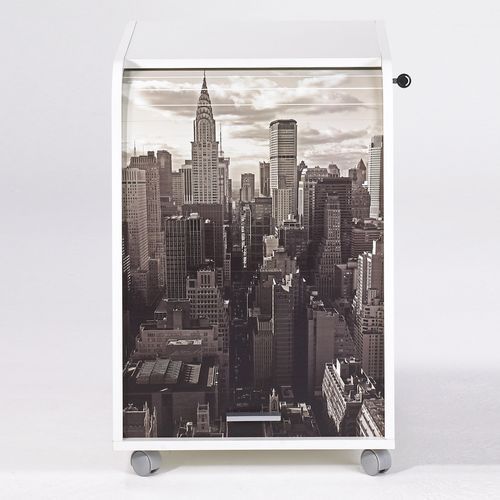 Caisson à rideau 2 tiroirs blanc imprimé New York Orga 70 cm - Photo n°2; ?>