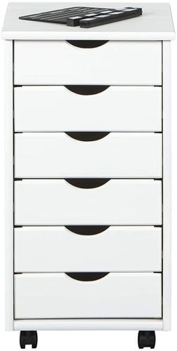 Caisson de bureau 6 tiroirs bois massif vernis blanc Rubi - Photo n°2; ?>