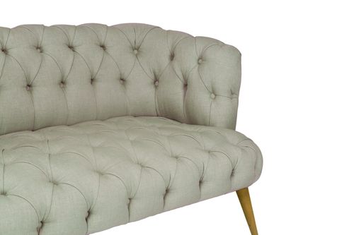 Canapé 2 places style Chesterfield tissu gris clair Wester 140 cm - Photo n°3; ?>