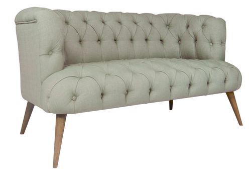 Canapé 2 places style Chesterfield tissu gris clair Wester 140 cm - Photo n°2; ?>