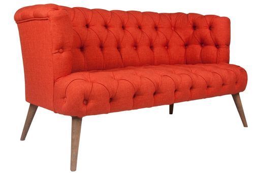 Canapé 2 places style Chesterfield tissu rouge Wester 140 cm - Photo n°2; ?>