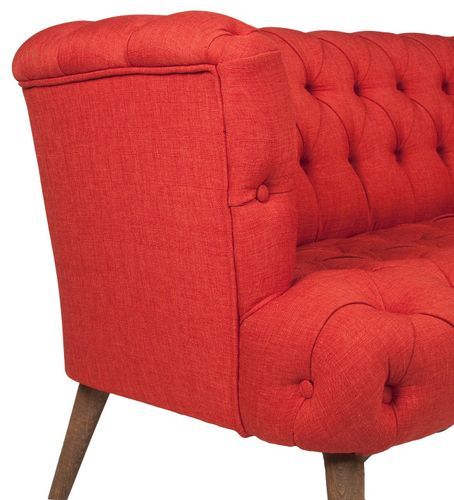 Canapé 2 places style Chesterfield tissu rouge Wester 140 cm - Photo n°3; ?>