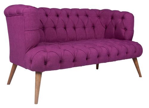Canapé 2 places style Chesterfield tissu violet Wester 140 cm - Photo n°2; ?>