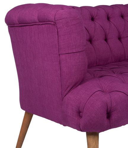 Canapé 2 places style Chesterfield tissu violet Wester 140 cm - Photo n°3; ?>