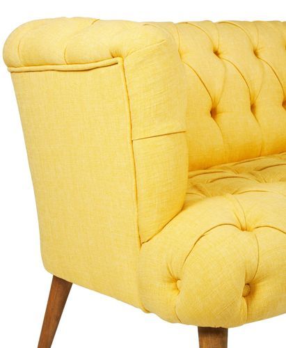 Canapé 2 places style Chesterfield tissu jaune Wester 140 cm - Photo n°3; ?>