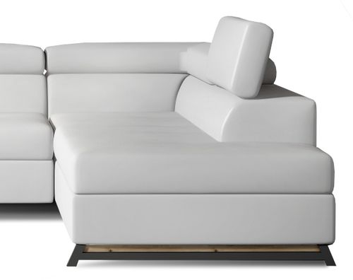 Canapé angle droit convertible simili cuir blanc avec têtières réglables Nikos 265 cm - Photo n°3; ?>