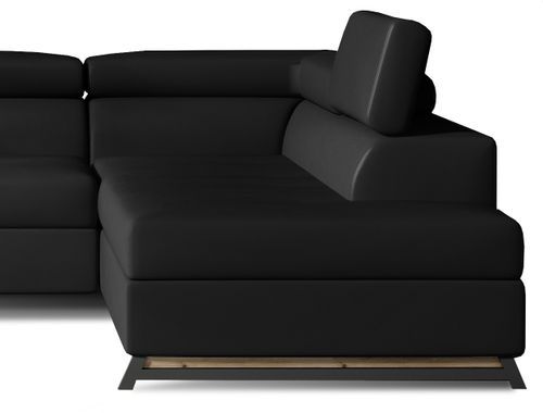 Canapé angle droit convertible simili cuir noir avec têtières réglables Nikos 265 cm - Photo n°3; ?>