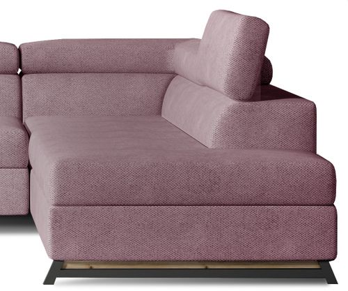 Canapé angle droit convertible tissu rose clair avec têtières réglables Nikos 265 cm - Photo n°3; ?>