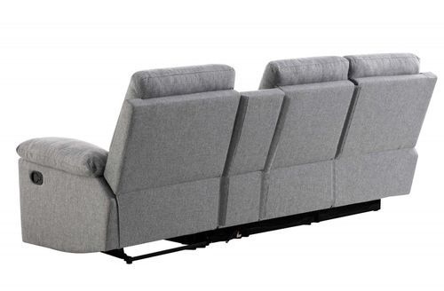 Canapé d'angle gauche relax manuel 3 places tissu gris chiné avec appuis tête Helane - Photo n°3; ?>