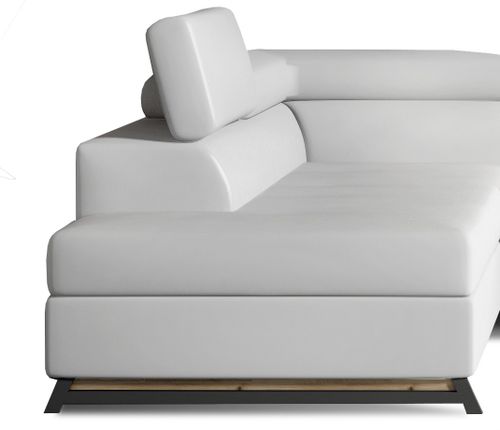 Canapé angle gauche convertible simili cuir blanc avec têtières réglables Nikos 265 cm - Photo n°3; ?>