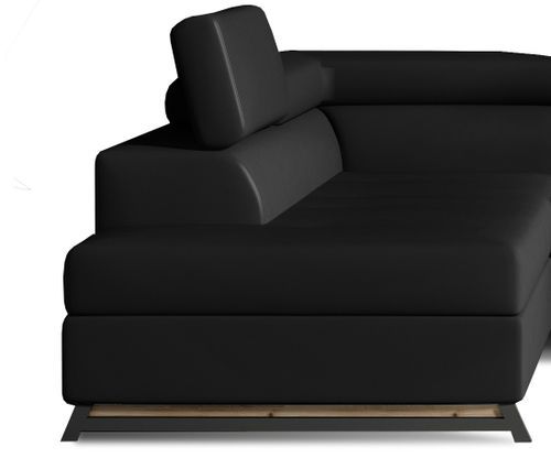 Canapé angle gauche convertible simili cuir noir avec têtières réglables Nikos 265 cm - Photo n°3; ?>