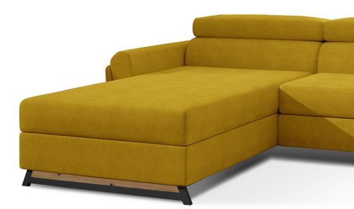 Canapé angle gauche convertible tissu jaune avec appuis-tête réglables Mazerali 300 cm - Photo n°3; ?>