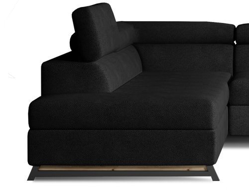 Canapé angle gauche convertible tissu noir avec têtières réglables Nikos 265 cm - Photo n°3; ?>