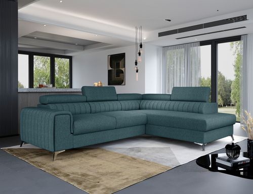 Canapé angle tissu avec appuis-tête réglables Loza - Convertible et coffre - Photo n°2; ?>