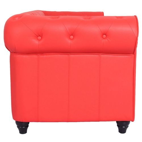 Canapé chesterfield 2 places simili cuir rouge Itish - Photo n°3; ?>