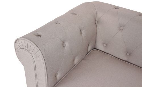 Canapé chesterfield 2 places tissu effet lin beige Itish - Photo n°3; ?>