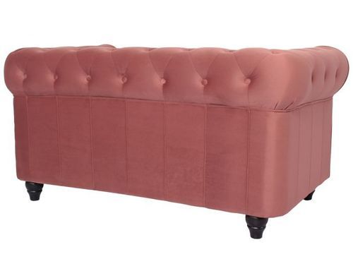 Canapé chesterfield 2 places velours rose Itish - Photo n°3; ?>
