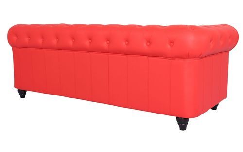 Canapé chesterfield 3 places simili cuir rouge Itish - Photo n°2; ?>