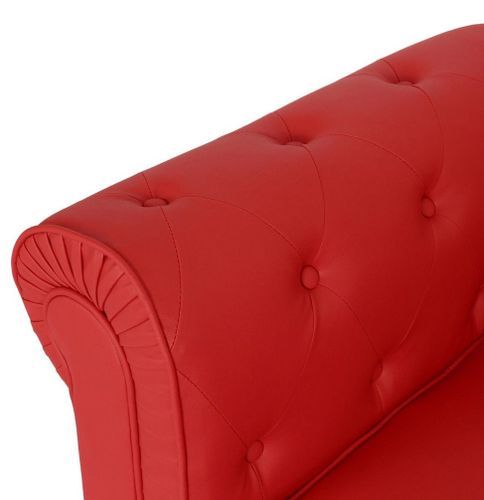 Canapé chesterfield 3 places simili cuir rouge Cozji - Photo n°3; ?>