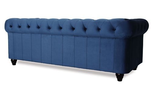 Canapé chesterfield 3 places velours bleu Itish - Photo n°3; ?>
