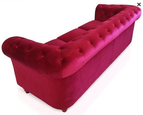 Canapé chesterfield 3 places velours rouge Itish - Photo n°2; ?>