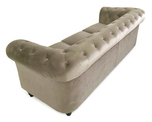 Canapé chesterfield 3 places velours taupe Cozji - Photo n°2; ?>