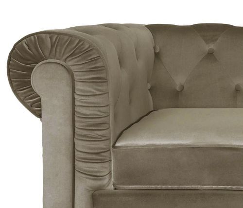 Canapé chesterfield 3 places velours taupe Cozji - Photo n°3; ?>